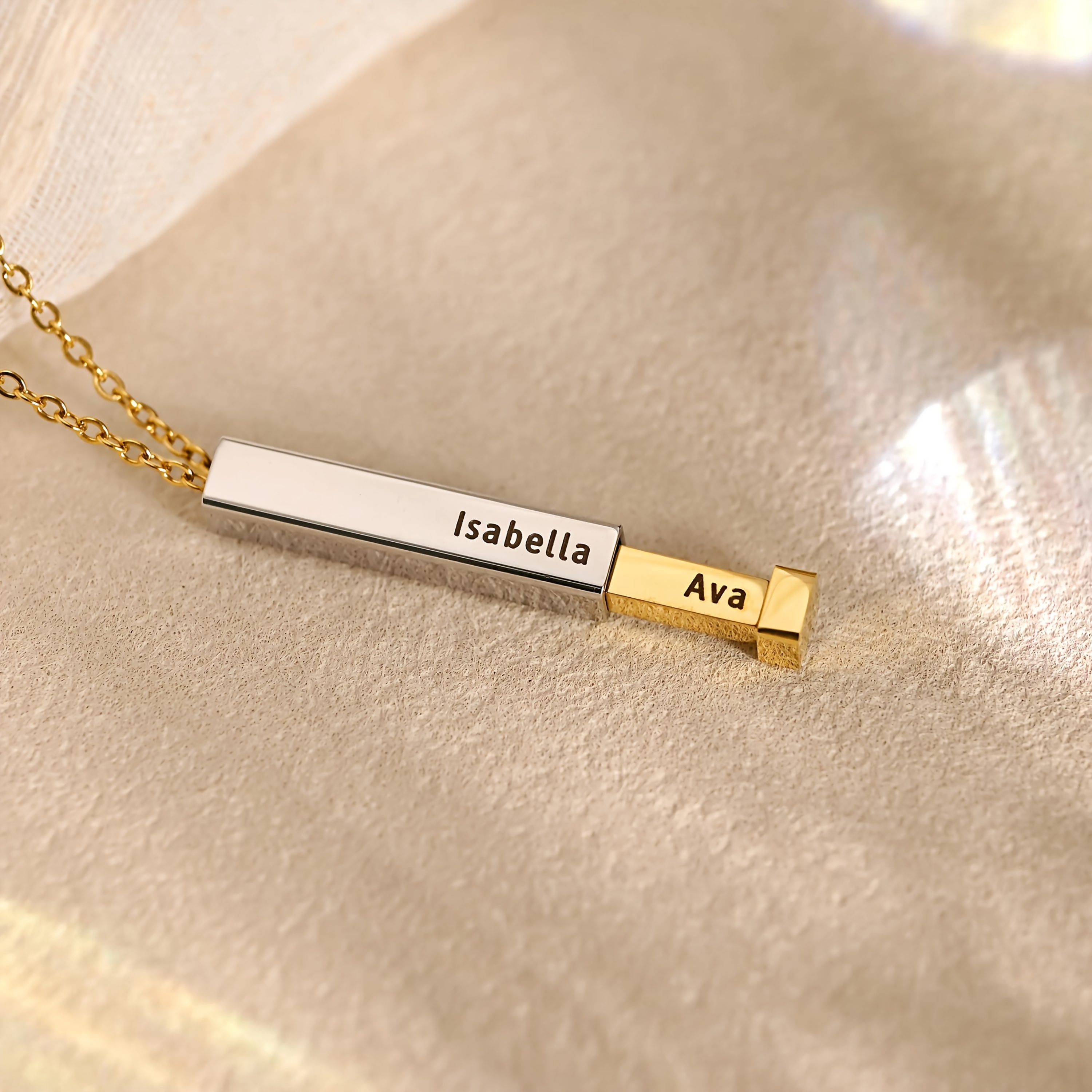 Personalized Sliding Necklace with Engraved Secret Message Pendant